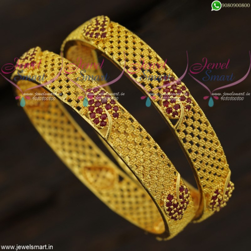 Floral Designer Bangles Ruby Stones Jewellery Regular Wear Collections