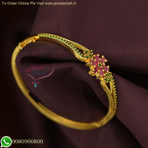 Floral Gold Plated Bracelet Designs for Daily Wear B25930