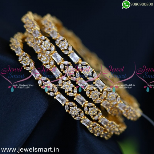 Floral Marquise Stones Like Diamond Bangles Design Trending Imitation Jewellery B24983