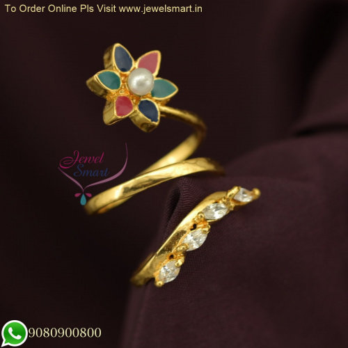 Whimsical Bloom: Floral Delicate Adjustable Snake-Like Finger Ring with Enamel Touch F26229