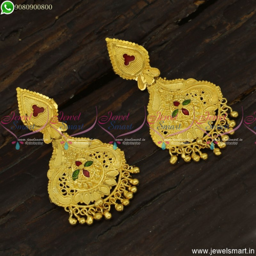 Forming Jewellery South Indian Long Earrings Latest Gold Plated Collections Online ER23420