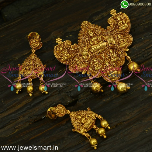 Gajalakshmi Temple Jewellery Antique New Pendant Sets Shop Online PS25008