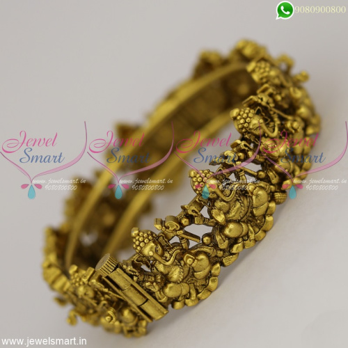 Ganesh Chaturthi Special Temple Jewellery Kada Gold Bangles Design Online B22481