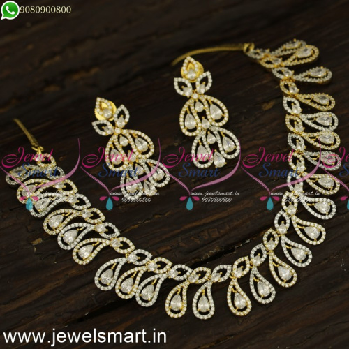 Ganga Jamuna Designer Diamond Necklace Designs Ideas Silver and Gold NL24180