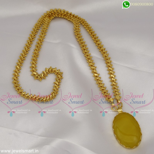 Gemstones Pendant Frame 24 Inches Gold Plated Chain Latest Designs Shop Online CS22766