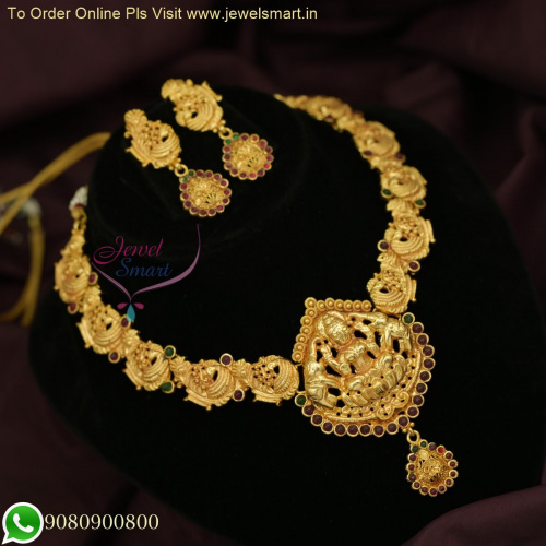 Radiant Gheru Temple Necklace and Earrings Set - Latest Traditional Jewelry NL26432
