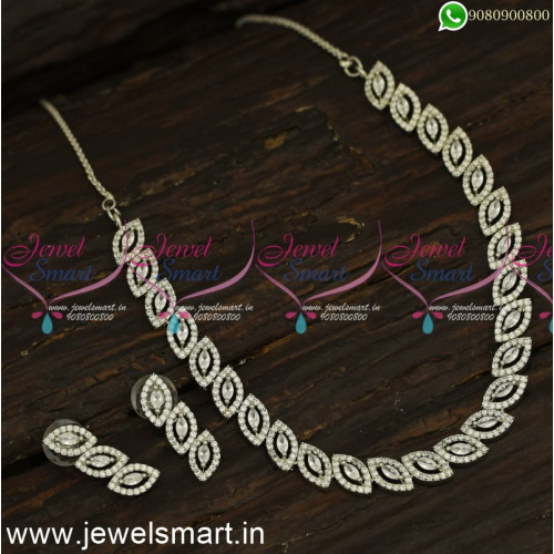 Glowing Eyes Diamond Necklace Designs Latest Rose Gold and Silver Imitation Jewellery NL24247