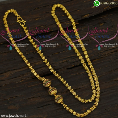 Gold Chain Design With Stone Ball Mugappu Imitation Jewellery Collections Online C21796