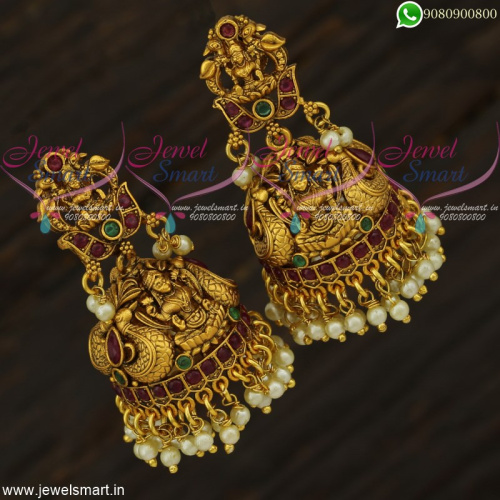 Gold Nagas Artificial Jhumka Earrings Matte Temple Jewellery New Fashion J22087