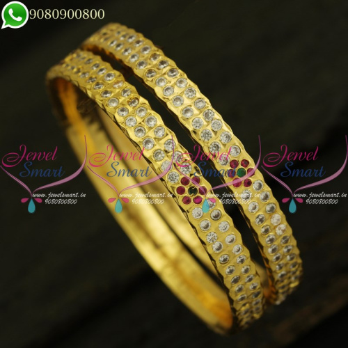 Gold Plated AD Stones Getti Bangles Real Look Traditional Heavy Jewellery B20915