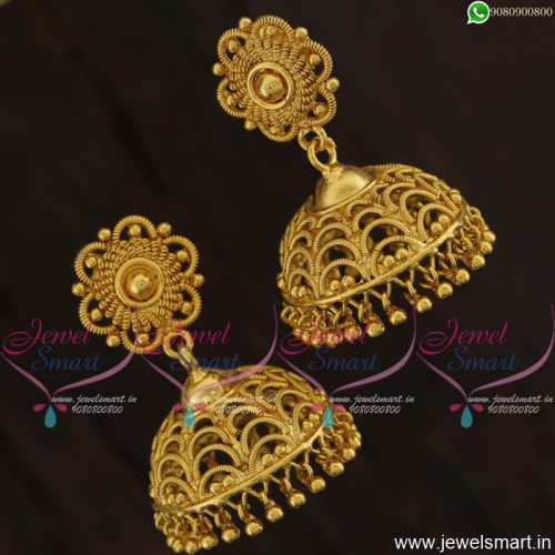 Gold Plated Jhumka South Indian Style Broad Fancy Jewellery Collections