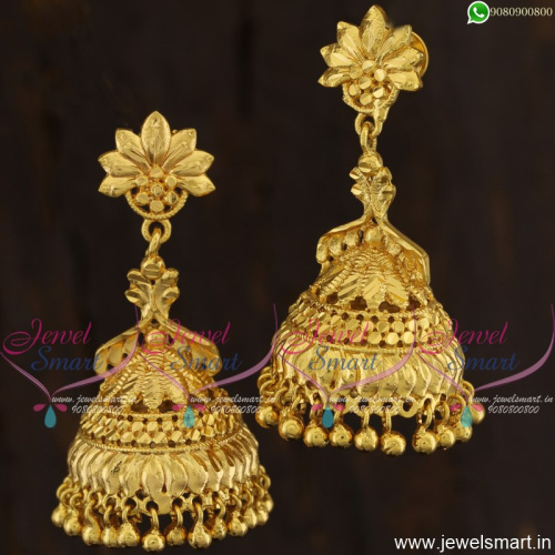 Gold Plated Jhumka South Indian Style Jewellery Long Size Online J21485