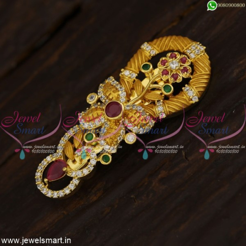 Gold Plated Multi Stone Saree Brooch Latest Design Treditional Collections For Women Online