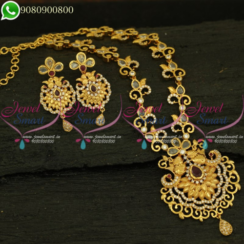 Gold Plated Necklace Polki Stones South Indian Jewellery Collections NL21110