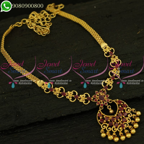 Gold Plated Necklace Low Price South Indian Jewellery Designs NL21085