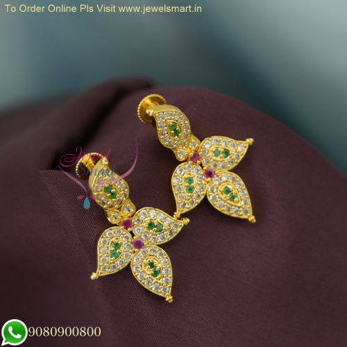 Gold Plated South Screw Traditional Mango Design Ear Studs for Women – Big Size Elegant Earrings ER26495