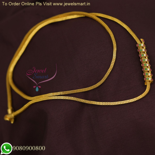Gold Plated Chains Spiral Mugappu Design Thali Kodi Artificial Jewellery Online C21807