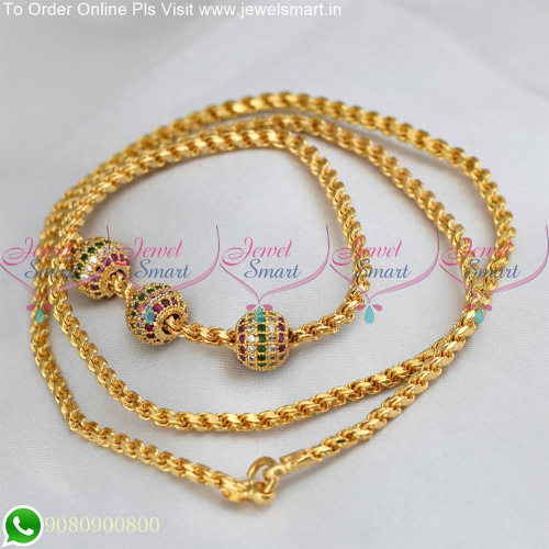 American Diamond Ball Mugappu Twisted Thali Kodi Chain South Indian Gold Covering Jewelry Online