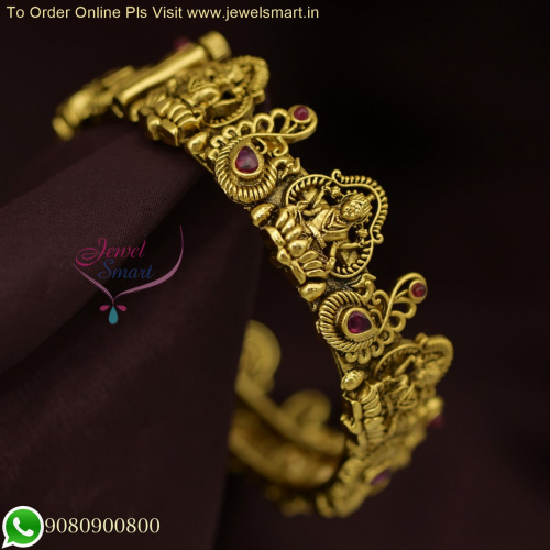 Exquisite Handmade Gold Temple Bangles - Latest Screw Open Kada Design for Antique Jewelry B26340