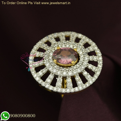 Radiant Elegance: Gold Plated Purple CZ Sparkling Diamond Look Finger Ring F26227