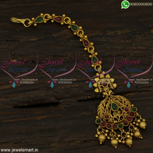 Golden Beads Antique Maang Tikka For Bride Designer Jewellery Collections Online 
