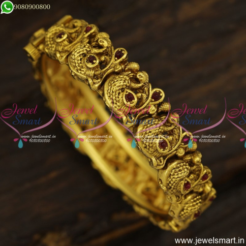 Gorgeous Nakshi Peacock Antique Bangles Bracelet Gold Design Antique Jewellery B23838