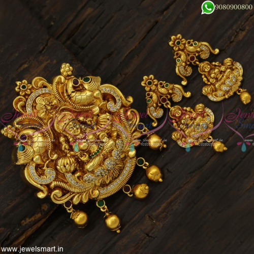 Graceful Big Size Gold Pendant Design Handcrafted Nakshi Temple Jewellery Online PS23061