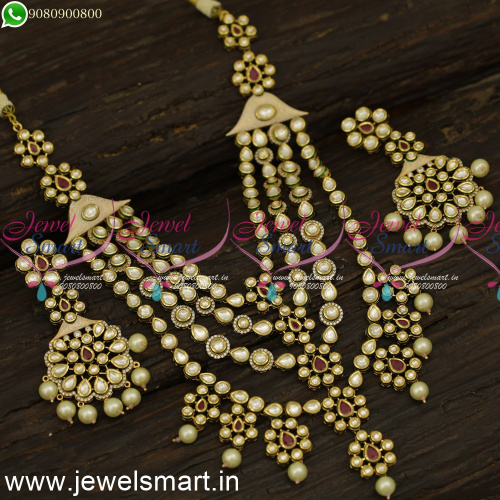 Grandiose Original Layered Kundan Set Bridal Wedding Jewellery Designs Online NL24573