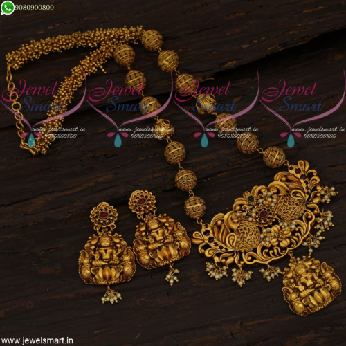 Gundla Mala Antique Temple Jewellery Set Online Medium Haram Indian Designs NL21635