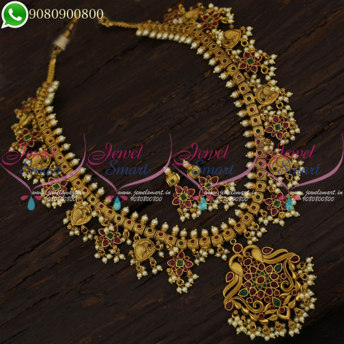 Guttapusalu Haram Set Long Necklace Matte Antique Jewellery Collections NL21227