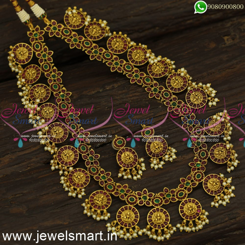Guttapusalu Kasumalai Lakshmi Coin Long Gold Necklace Divine Jewellery NL24224