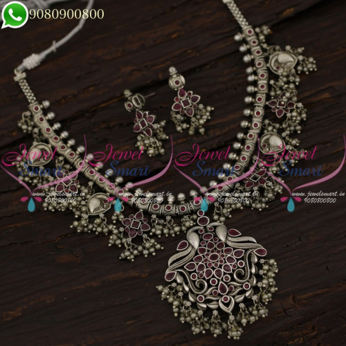 Guttapusalu Silver Plated Jewellery Pearl Necklace Antique Collections Online NL21220