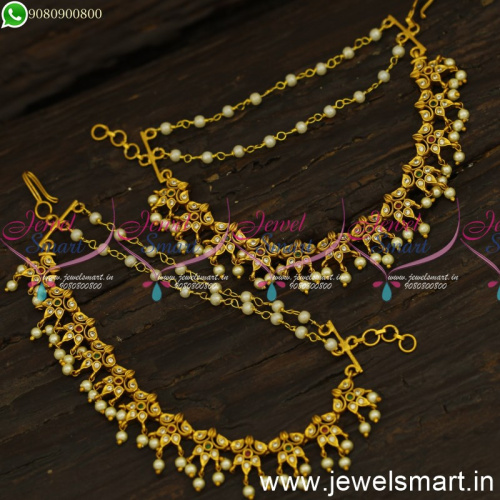 Hair Accessories for Women Champaswaralu New Bahubali Ear Chains Mattal Online EC24563