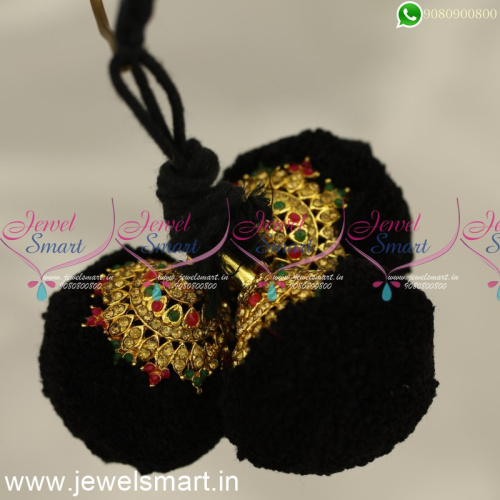 JK6526 Hair Jadai Kunjalam Stone Kuppulu Round Silk Yarn Jewellery Online