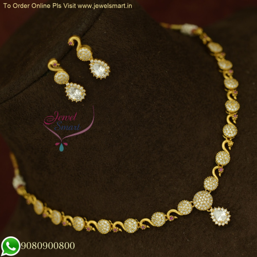 Subtle Charm: Half Stone Ball Necklace Set in Antique Gold – Simple and Elegant Jewelry NL25966