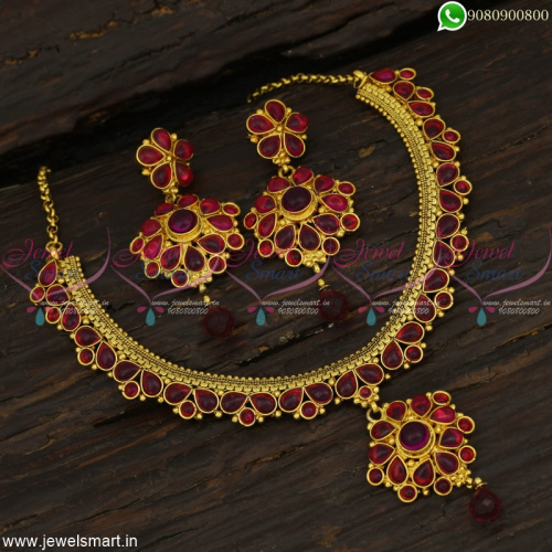 Handcrafted Jewellery Chain Model Gold Necklace Designs Traditional South Indian NL22854