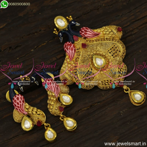 Handpainted Enamel Peacock Awesome Gold Pendant Set Inspired Designs PS23902