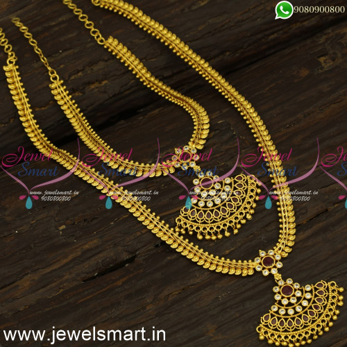Ideas to Buy Low Price Beautiful One Gram Gold Long Necklace Sets Online NL24279