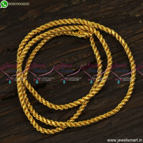 C16707 Imitation Gold Covering Chains Twisted Design Murukku Kodi 4 MM 24 Inches
