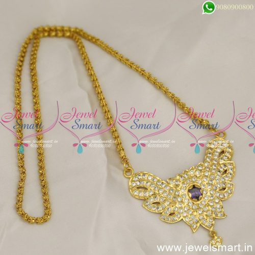 Imperial Gold Chain Designs For Women With Imphon Dollars AD Stones Getti Metal PS24752