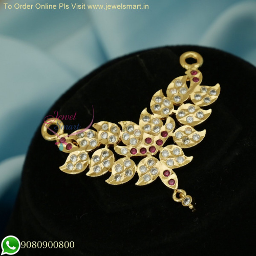 Impon Pendant Designs: Leaf Design Handmade South Indian Thick Metal Gold-Plated Jewellery P26448