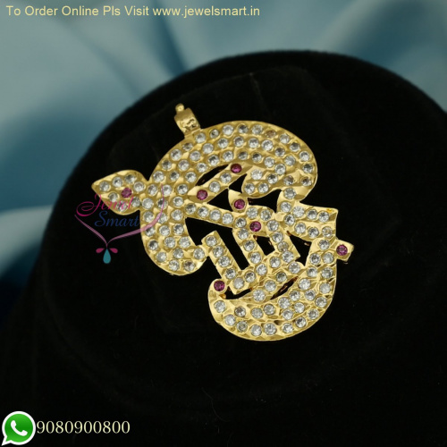 Impon Om Pendant in Tamil:  South Indian Elegance in Gold-Plated Thick Metal P26456