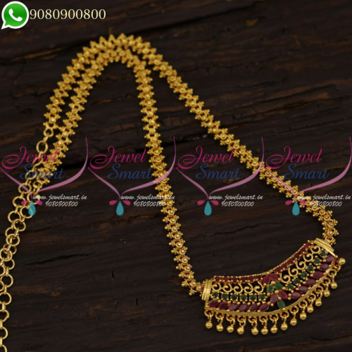 South Indian Gold Plated Jewellery Daily Wear Ghajiri Model Chain Pendant CS21217