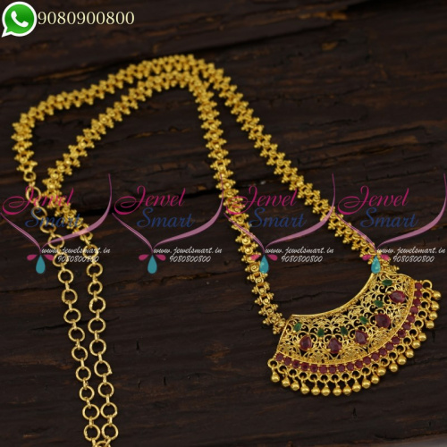 Traditional Indian Gold Plated Jewellery Daily Wear Chain Pendant Collections CS21218