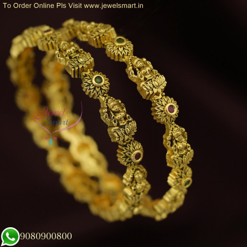 Exquisite Traditional Gold Bangles - Indian Temple Jewelry at Wholesale Prices, Timeless Elegance B26320
