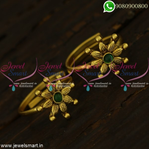 Indian Toe Rings Metti Online Antique Gold Plated With Stone Colour Options T21284