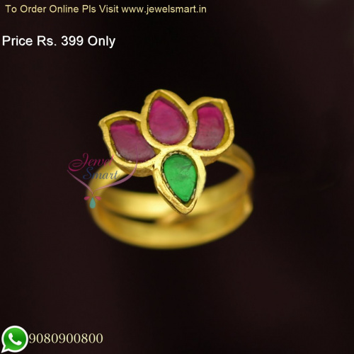 Elegance Redefined: Jadau Kundan Gold Plated Adjustable Finger Rings F26290