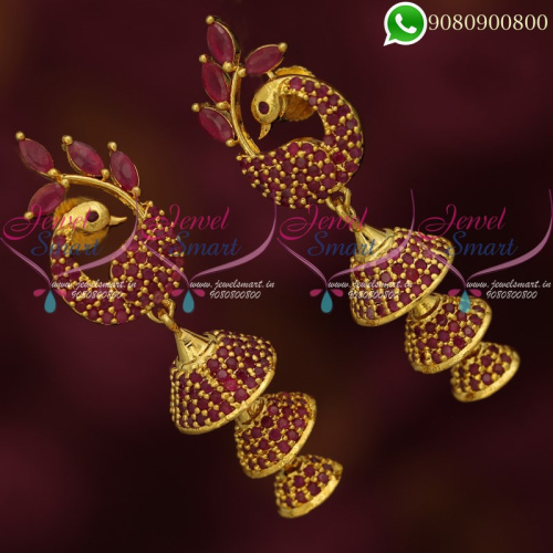Jhumki Earrings Gold Plated Jewellery Step Jhumka Peacock Collections Online