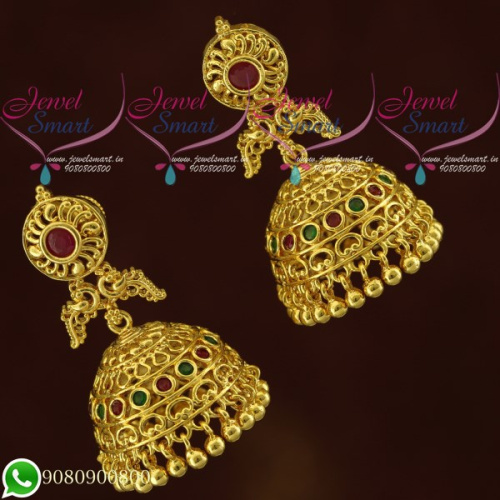 Jhumki Earrings Gold Plated Latest Imitation South Screw Jewellery J20808