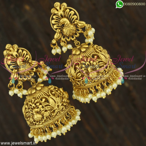 Latest Jimikki Kammal Mayil Model Designer Jewellery Antique Gold Online 